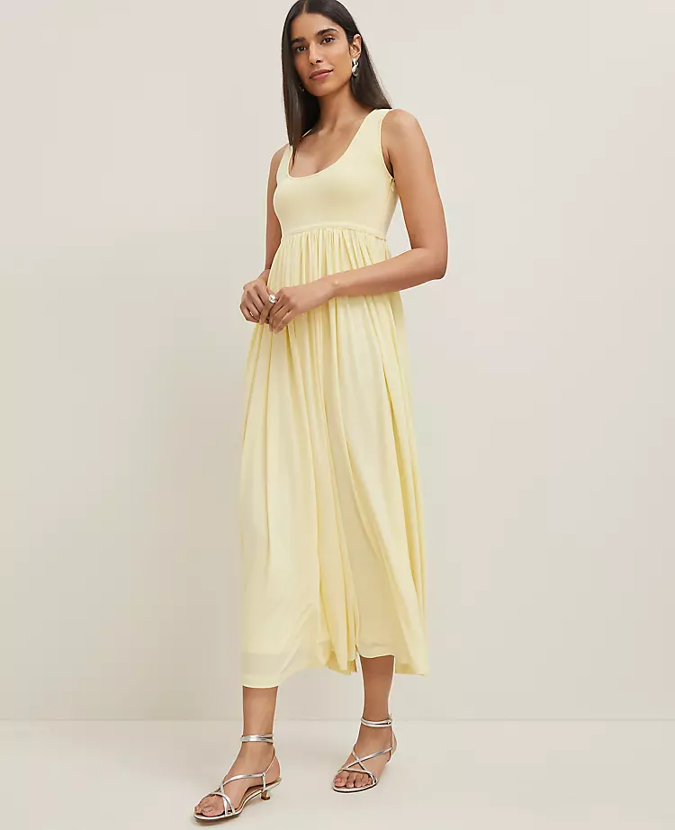 Petite Mixed Media Sweater Tank Dress - Yellow Buttercream 4 Petite Mixed Media Sweater Tank Dress - Yellow Buttercream - Image 4