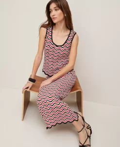 Petite Red & Black Striped Crochet Sweater Skirt -Ann Taylor Store 845978 019338 ALT4