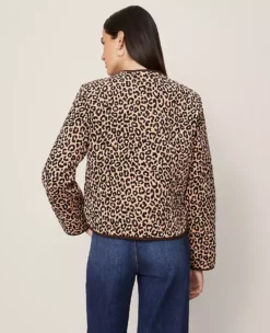 Ann Taylor Weekend Animal Print Quilted Jacket - Cafe Au Lait 6 Ann Taylor Weekend Animal Print Quilted Jacket - Cafe Au Lait -Ann Taylor Store 845996 523000 ALT1