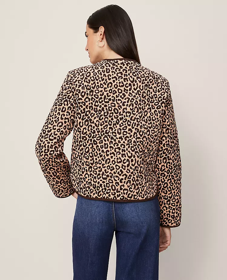 Ann Taylor Weekend Animal Print Quilted Jacket - Cafe Au Lait 3 Ann Taylor Weekend Animal Print Quilted Jacket - Cafe Au Lait - Image 3