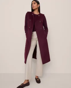 Wool Blend Belted Trench Vest - Sleeveless Long Tailored Jacket