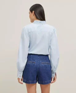 Refined Petite Denim Shorts in Mid Indigo Wash 6 Refined Petite Denim Shorts in Mid Indigo Wash -Ann Taylor Store 846031 3755 ALT2
