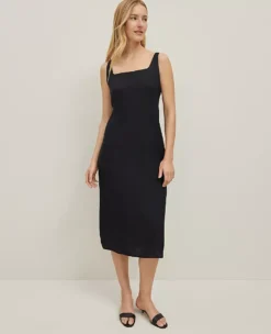 Petite Square Neck Sheath Dress - Black Sleeveless Midi Dress 5 Petite Square Neck Sheath Dress - Black Sleeveless Midi Dress -Ann Taylor Store 846039 2222 ALT2
