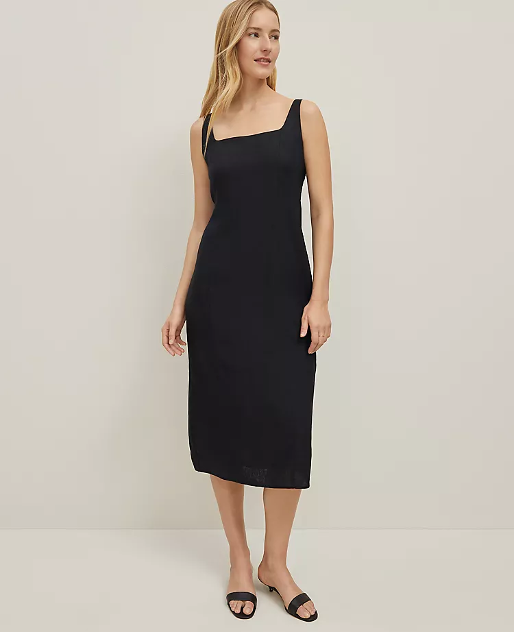 Petite Square Neck Sheath Dress - Black Sleeveless Midi Dress 3 Petite Square Neck Sheath Dress - Black Sleeveless Midi Dress - Image 3