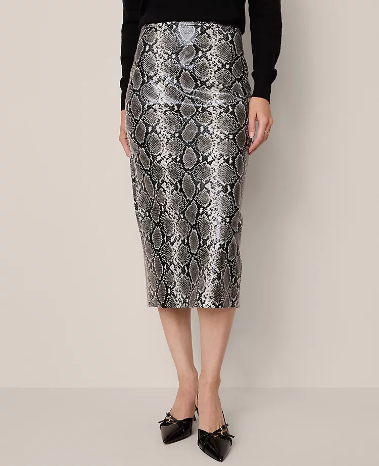 Snake Print Pencil Skirt - High-Waisted Faux Leather Midi Skirt 3 Snake Print Pencil Skirt - High-Waisted Faux Leather Midi Skirt - Image 3