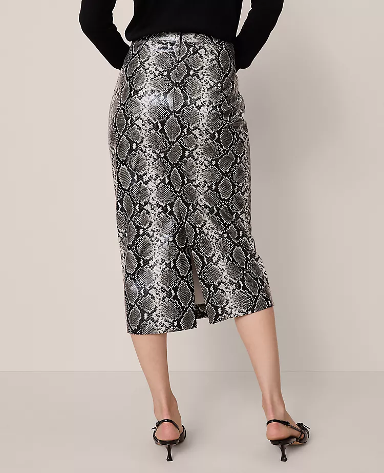 Snake Print Pencil Skirt - High-Waisted Faux Leather Midi Skirt 4 Snake Print Pencil Skirt - High-Waisted Faux Leather Midi Skirt - Image 4