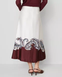 Paisley Satin Midi Skirt Windsor Wine 7 Paisley Satin Midi Skirt Windsor Wine -Ann Taylor Store 846086 523175 ALT2
