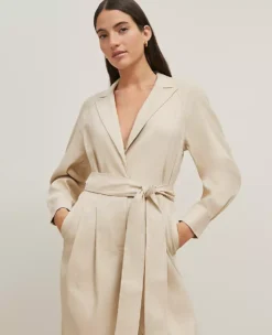 Petite Linen Blend Wide Leg Jumpsuit with Tied Waist - Toasted Oat -Ann Taylor Store 846091 7879 ALT4