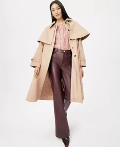 Poised Plum Faux Leather High-Rise Flare Pants