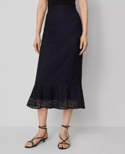 Lace Flounce Midi Skirt Night Sky 6 Lace Flounce Midi Skirt Night Sky -Ann Taylor Store 846121 1362 ALT1