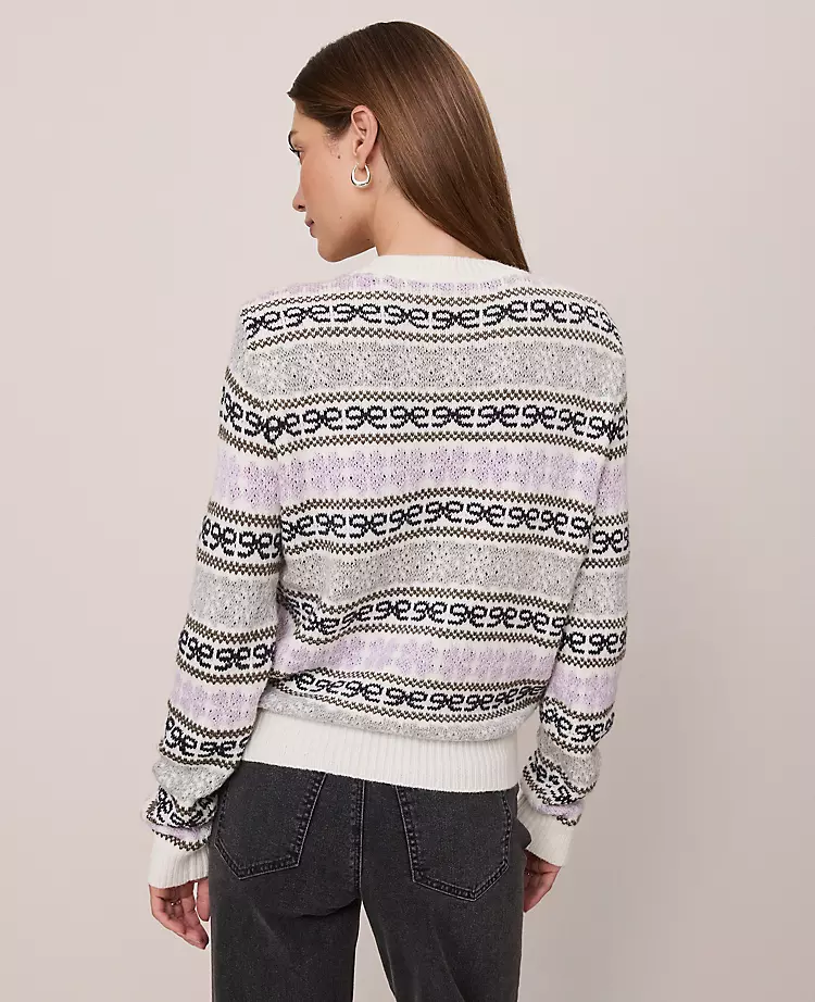 Ann Taylor Weekend Relaxed Fair Isle Sweater in Lavender Frost 2 Ann Taylor Weekend Relaxed Fair Isle Sweater in Lavender Frost - Image 2