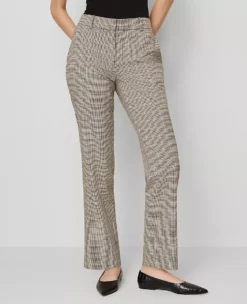 Petite Plaid Straight Leg Pants - Curvy Fit Copper & Cream Multi