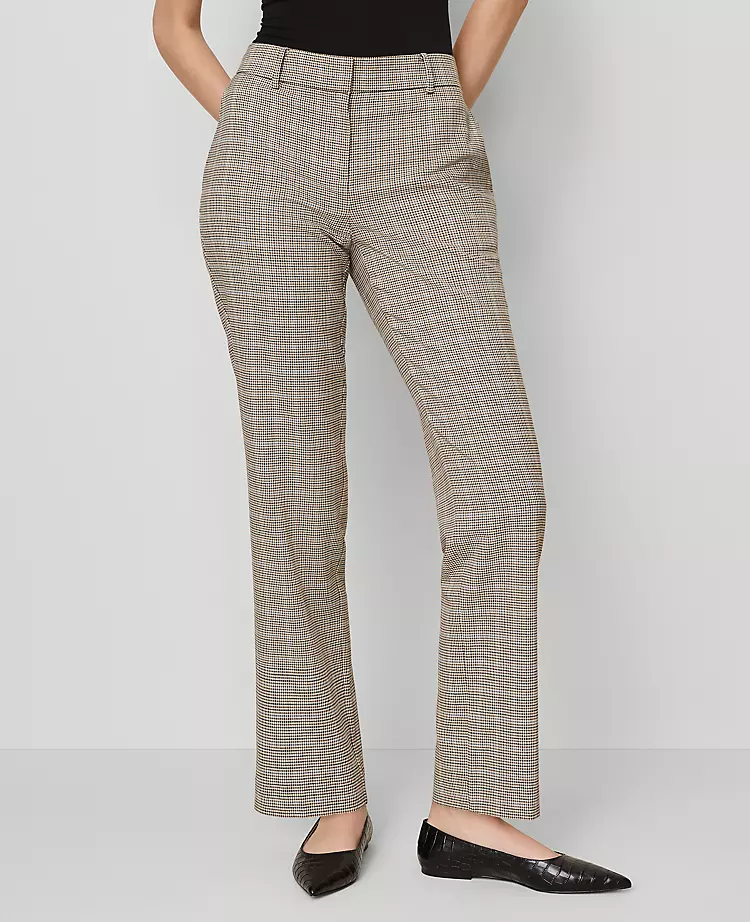 Petite Plaid Straight Leg Pants - Curvy Fit Copper & Cream Multi 1 Petite Plaid Straight Leg Pants - Curvy Fit Copper & Cream Multi