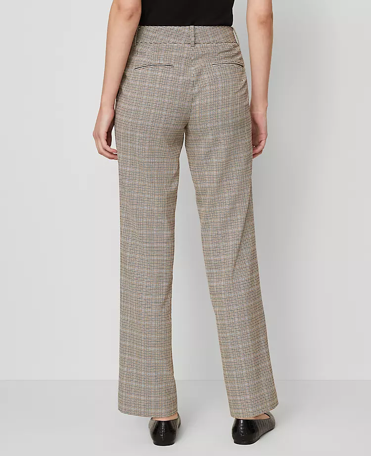 Petite Plaid Straight Leg Pants - Curvy Fit Copper & Cream Multi 2 Petite Plaid Straight Leg Pants - Curvy Fit Copper & Cream Multi - Image 2