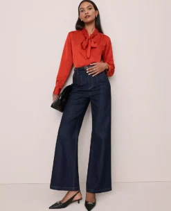 Satin Bow Blouse Amaretto 8 Satin Bow Blouse Amaretto -Ann Taylor Store 846260 018632 ALT3