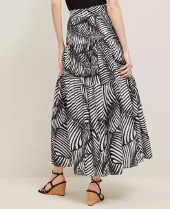 Petite Palm Print Tiered Cotton Maxi Skirt in Black 7 Petite Palm Print Tiered Cotton Maxi Skirt in Black -Ann Taylor Store 846305 519962 ALT2
