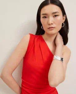 Petite One Shoulder Ruched Top in Fiery Red