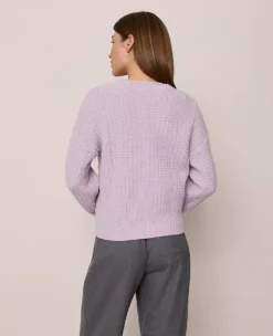 Ann Taylor Weekend Popcorn-Stitch Cable Sweater - Lavender Frost 5 Ann Taylor Weekend Popcorn-Stitch Cable Sweater - Lavender Frost -Ann Taylor Store 846449 8409 ALT1