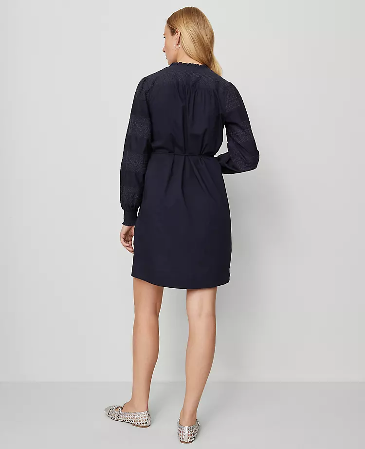 Petite Ruffle Collar Belted Shift Dress in Night Sky 2 Petite Ruffle Collar Belted Shift Dress in Night Sky - Image 2