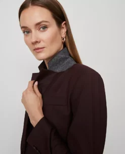 Petite Burgundy One-Button Blazer - Tailored Fit Women's Professional Suit Jacket -Ann Taylor Store 846488 019903 ALT2