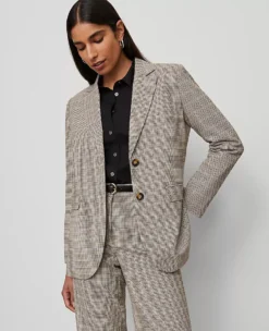 Petite Madison Relaxed Fit Blazer in Copper & Cream Plaid -Ann Taylor Store 846491 019905 ALT2