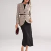 Petite Madison Relaxed Fit Blazer in Copper & Cream Plaid