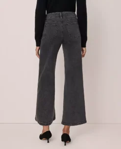 Petite High-Rise Wide-Leg Crop Jeans in Faded Black Wash -Ann Taylor Store 846519 3364 ALT2