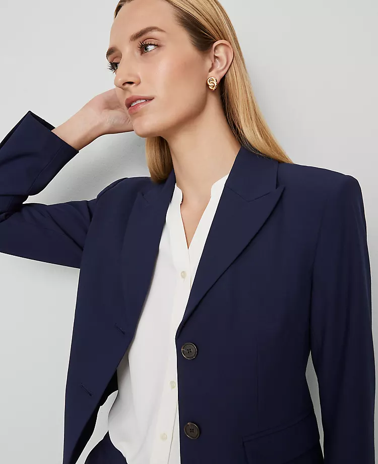 Petite Two-Button Bi-Stretch Blazer in Pure Sapphire 1 Petite Two-Button Bi-Stretch Blazer in Pure Sapphire