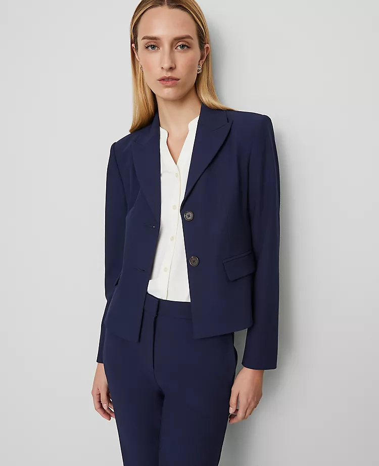 Petite Two-Button Bi-Stretch Blazer in Pure Sapphire 3 Petite Two-Button Bi-Stretch Blazer in Pure Sapphire - Image 3