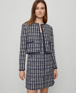 Petite Tweed Patch Pocket Jacket in Navy and White Combo -Ann Taylor Store 846530 019164 ALT2