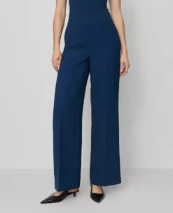 High-Waisted Wide-Leg Fluid Crepe Dress Pants for Curvy Fit