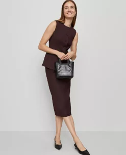 Petite Twill Column Midi Skirt in Classic Burgundy 7 Petite Twill Column Midi Skirt in Classic Burgundy -Ann Taylor Store 846672 019903 ALT3
