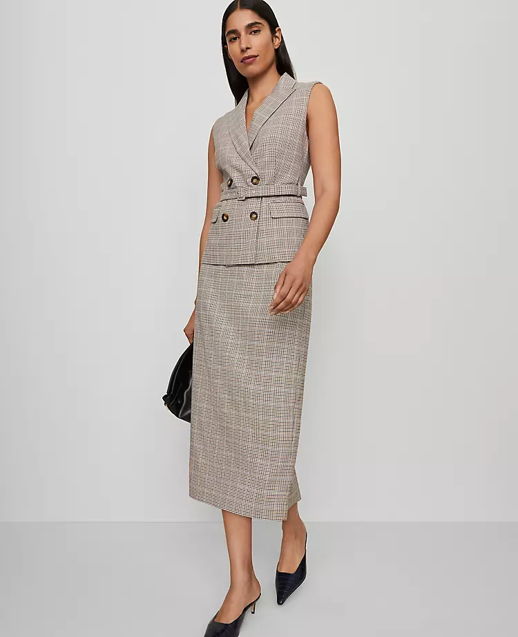 Petite Plaid Pencil Skirt in Copper and Cream Multi 1 Petite Plaid Pencil Skirt in Copper and Cream Multi