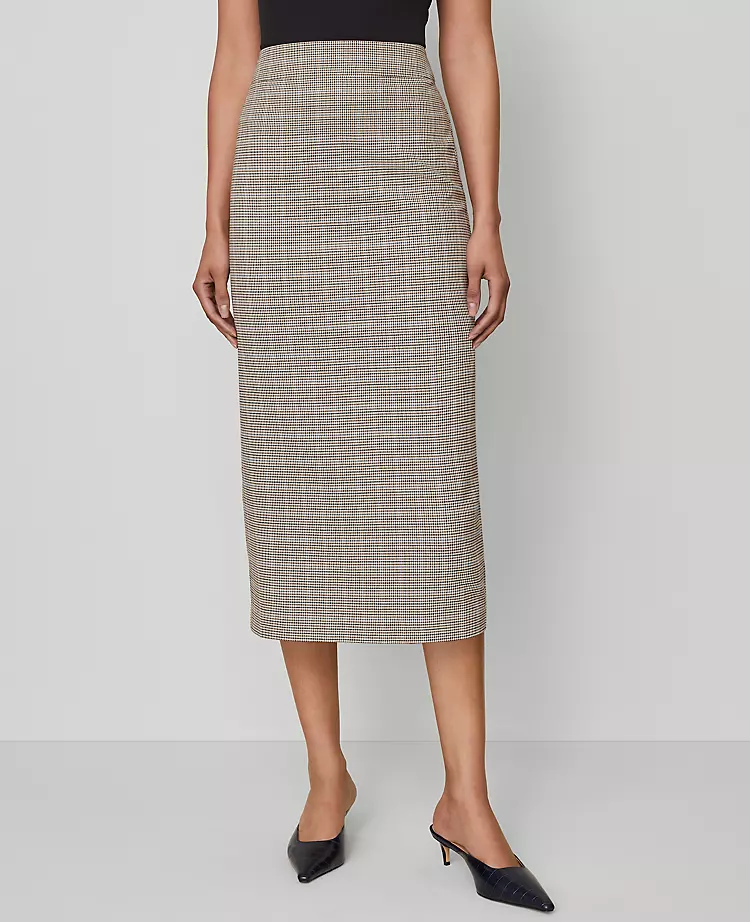 Petite Plaid Pencil Skirt in Copper and Cream Multi 2 Petite Plaid Pencil Skirt in Copper and Cream Multi - Image 2