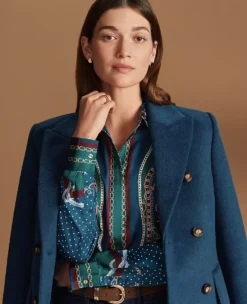 Petite Night Garden Chain Link Print Satin Essential Blouse -Ann Taylor Store 846744 523206 MKTG2