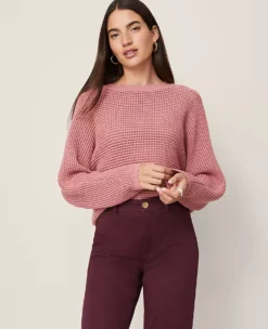 Ann Taylor Petite Weekend Collection Open Stitch Scalloped Sweater - French Pink Clay 6 Ann Taylor Petite Weekend Collection Open Stitch Scalloped Sweater - French Pink Clay -Ann Taylor Store 846767 9721 ALT2