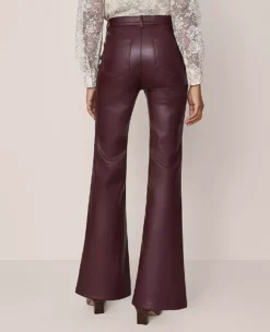 Petite Faux Leather Flare Pants - High Rise Poised Plum Trousers -Ann Taylor Store 846790 9536 ALT2