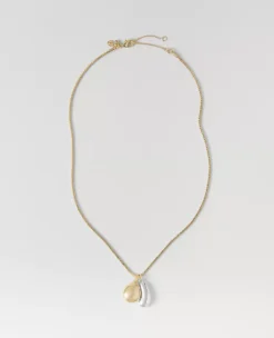 Mixed Metal Double Pendant Necklace - Modern Goldtone Finish