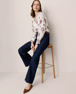 Petite Paisley V-Neck Popover Blouse in Winter White 6 Petite Paisley V-Neck Popover Blouse in Winter White -Ann Taylor Store 846827 522887 ALT2