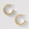 Textured Goldtone Hoop Earrings - Elegant Metal Jewelry for Everyday Wear