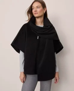 Women’s Versatile Zip-Front Scarf Poncho in Elegant Black