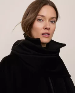 Women’s Versatile Zip-Front Scarf Poncho in Elegant Black -Ann Taylor Store 846884 2222 ALT2