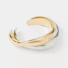 Wavy Mixed Metal Cuff Bracelet - Gold & Silver Tone Modern Jewelry
