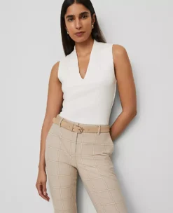 Petite Sleeveless V-Neck Top in Winter White - Premium Cotton Modal