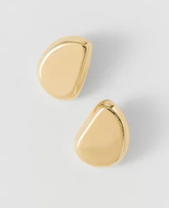 Classic Goldtone Metal Stud Earrings - Chic Minimalist Jewelry