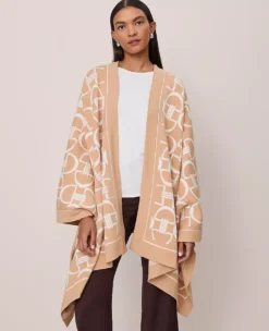 Chic Cafe Au Lait Wrap Poncho Sweater