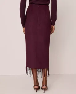 Fringe Midi Wrap Skirt Poised Plum -Ann Taylor Store 846960 9536 ALT2