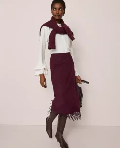 Fringe Midi Wrap Skirt Poised Plum -Ann Taylor Store 846960 9536 ALT3