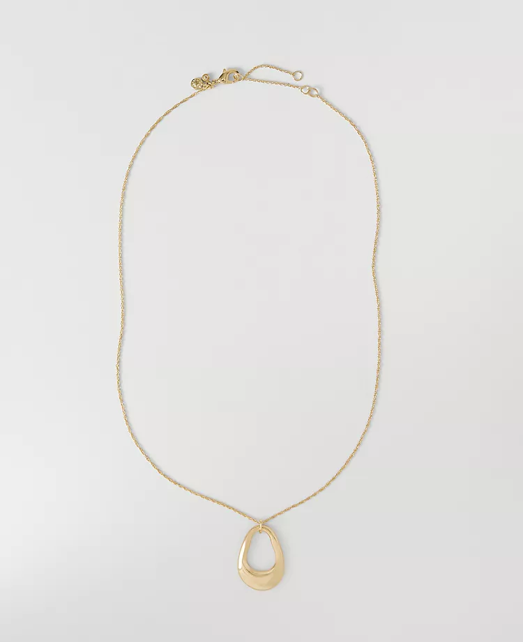 Goldtone Open Oval Pendant Necklace – Minimalist Everyday Jewelry 1 Goldtone Open Oval Pendant Necklace – Minimalist Everyday Jewelry