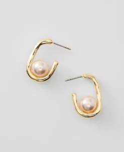 Elegant Pearlized Drop Earrings in Classic Goldtone Finish